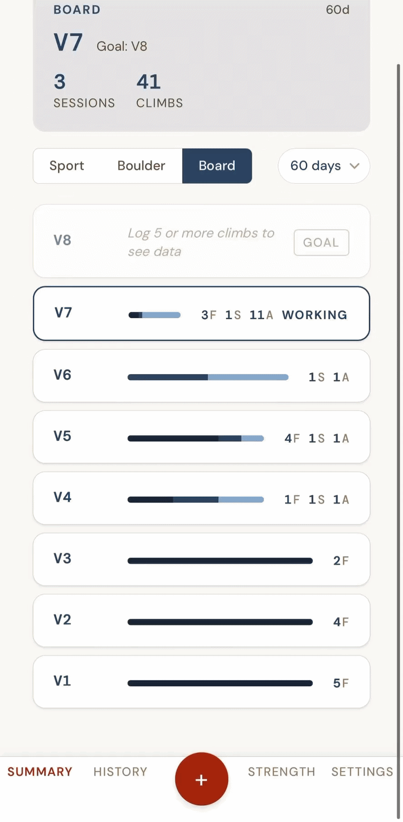 SkillClimb session tracking app